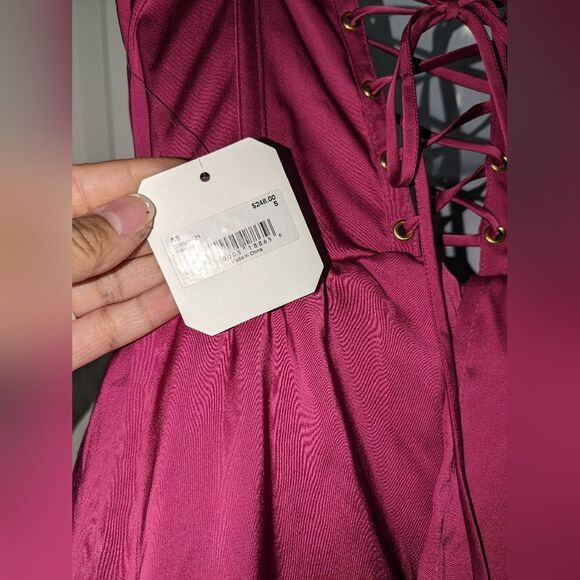 Alter'd State Stellini Berry Satin Corset Boned Tiered Maxi Dress NWT Size Small - Picture 8 of 9